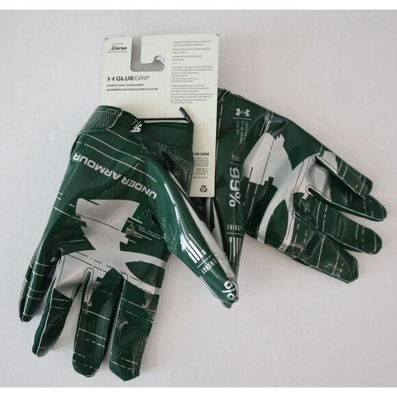 Under Armour 1368851 301 UA F8 Mens Size XL Green Silver Football Skill Gloves - Picture 3 of 9